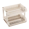 Kitchen double-layer plastic storage rack, draining dish rack, utensil drying and washing, double-layer tableware rack Specification image